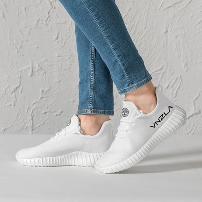 The Breeze- Mesh Knit Sneakers - White/Black