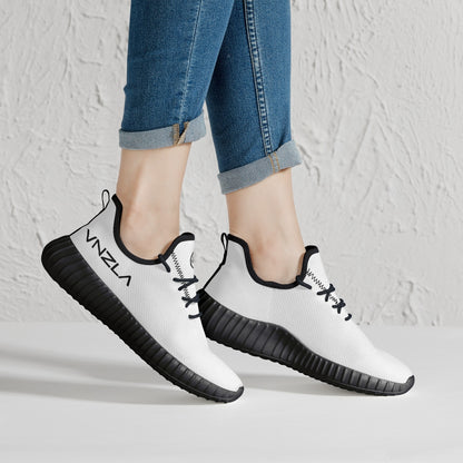 The Breeze- Mesh Knit Sneakers - White/Black