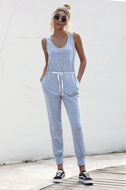 Knot Sleeveless Waist Jumpsuit