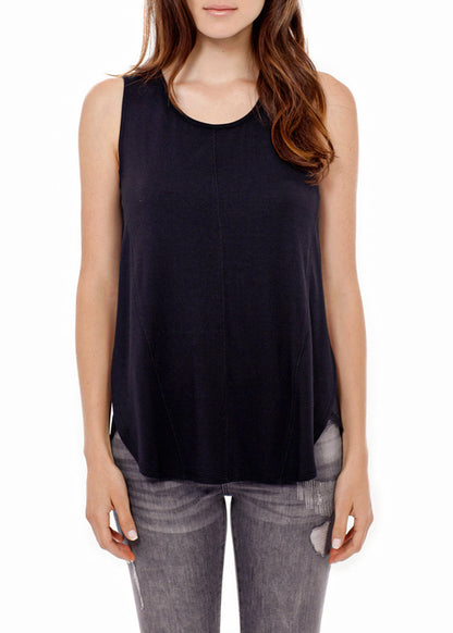 Women's Sleeveless Tulle Contrast Tank Top