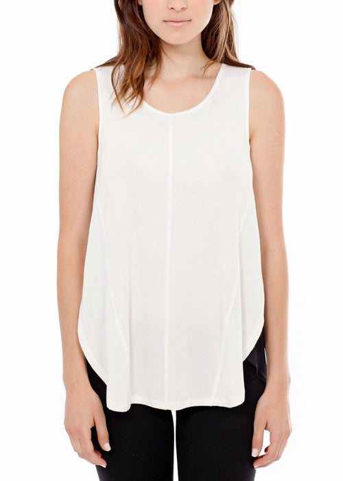 Women's Sleeveless Tulle Contrast Tank Top