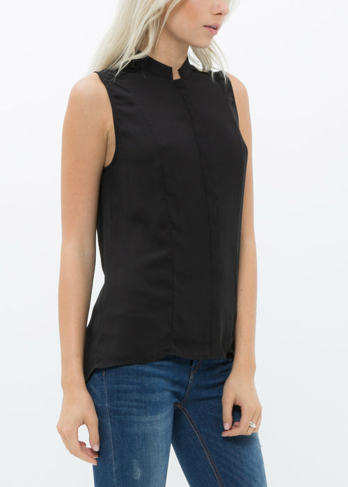 Women's Stand Collar Sleeveless Blouse