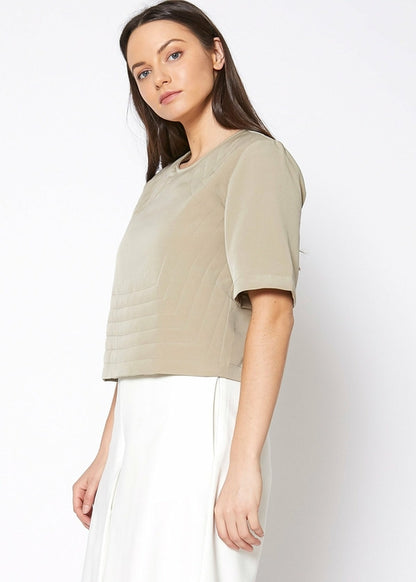 Women's Embossed Short Sleeve Crop Top